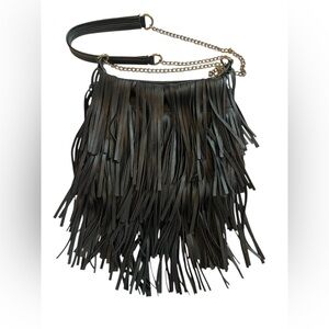Yoki Black Fringe Shoulder Bag